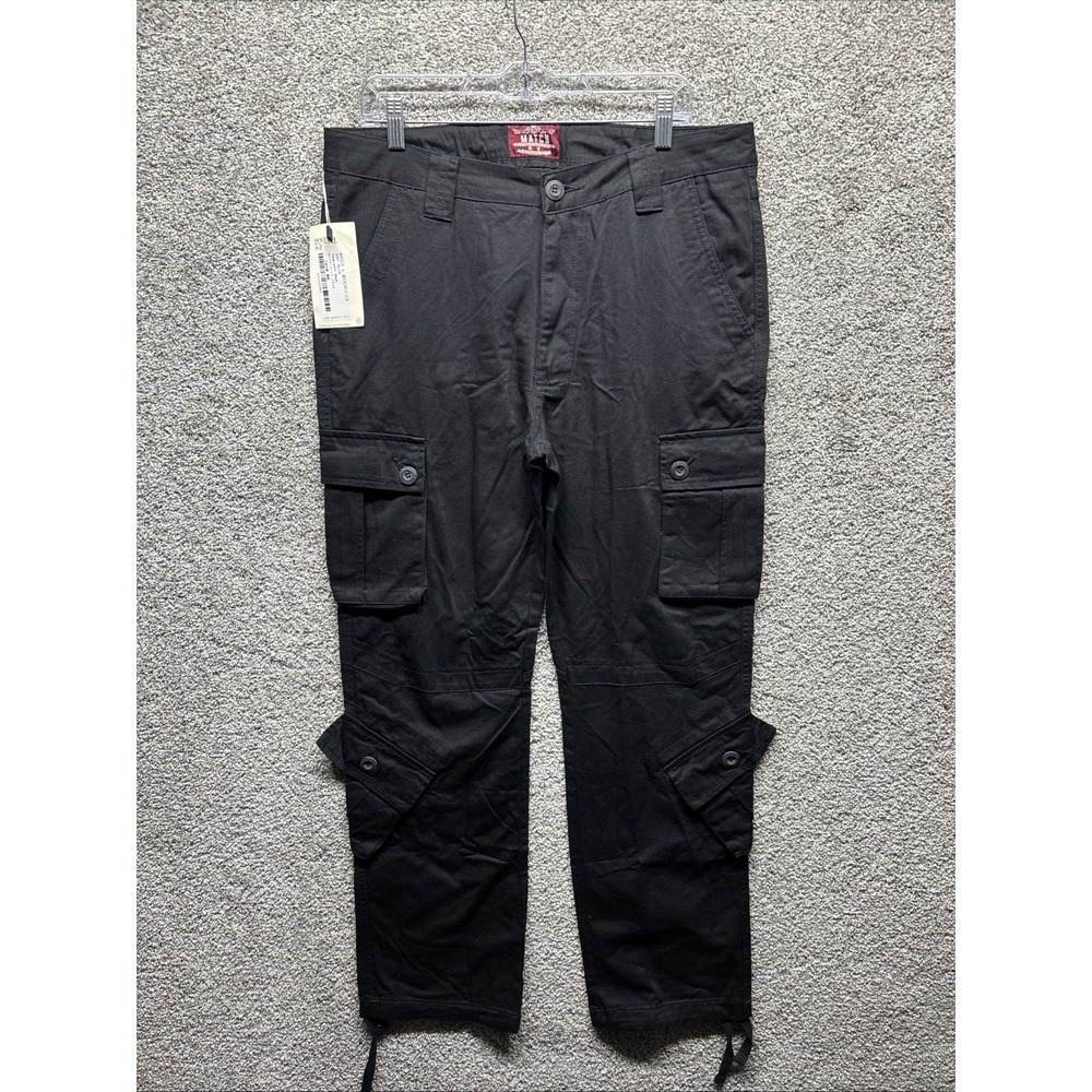Match‎ Matchstick Military Cargo Pants Union Mens 36x30 XL Black Heavyweight NWT